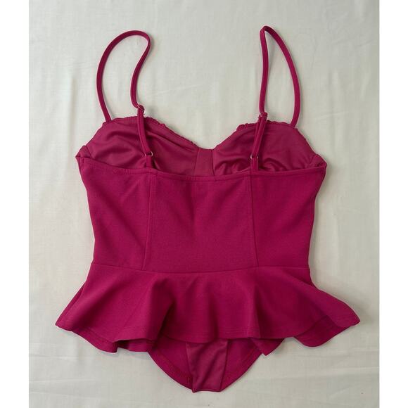 Forever 21 Hot Pink Sexy Corset Top with Peplum Detail Size Small - Picture 2 of 3
